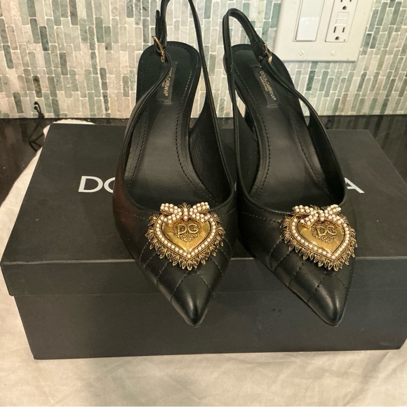Dolce & Gabbana Black Heels with Gold Embellishments - Picture 3 of 6